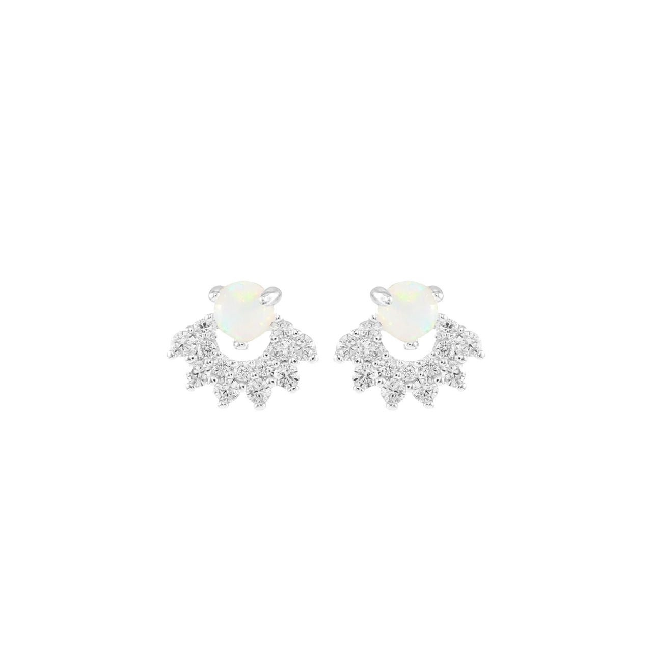 Tiny white opal style studs embellished with CZ stones.