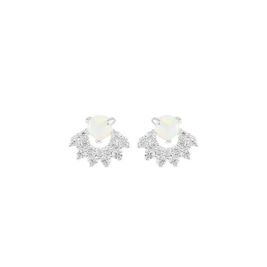 Tiny white opal style studs embellished with CZ stones.