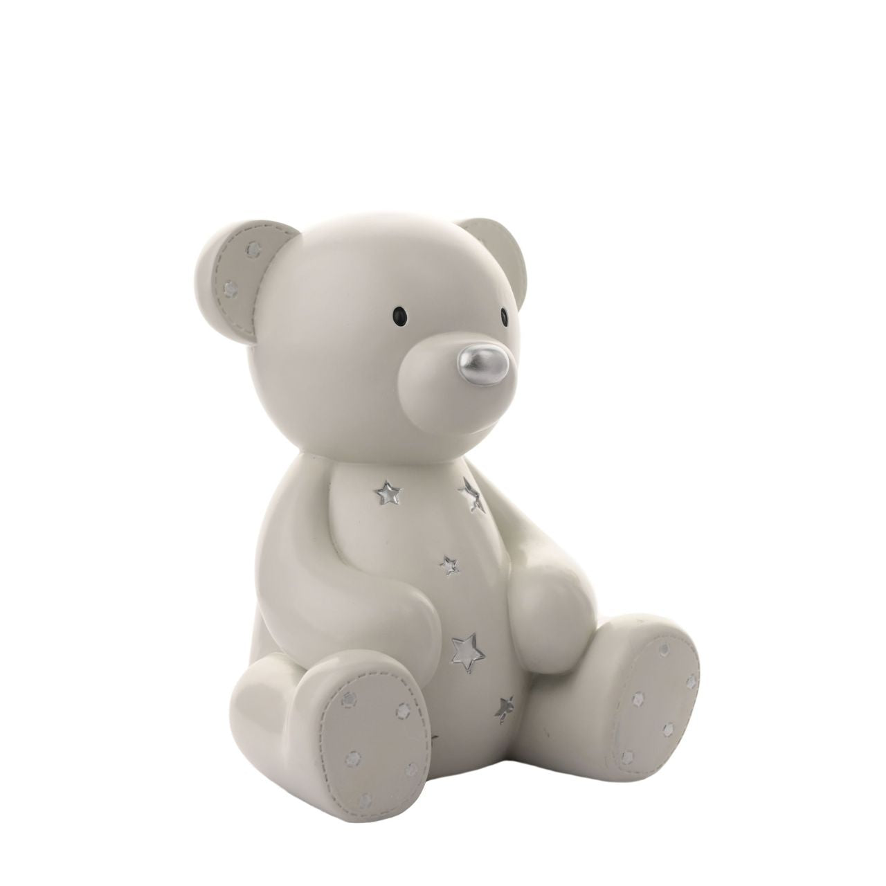 Bambino Large Teddy Resin Money Box 20 cm  A teddy bear shaped resin money box from BAMBINO BY JULIANA.  This wonderful keepsake provides glistening decoration for the nursery of new family arrivals which will be cherished eternally.
