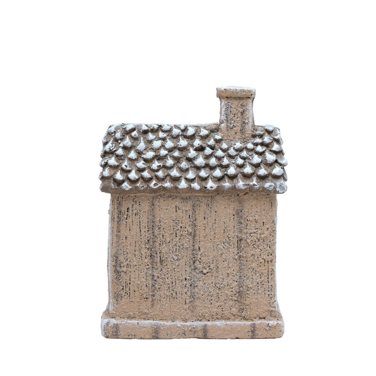 Home sweet home. An LED Light Up House Shaped Ornament. Lovingly crafted from durable resin in a brown colour palette, this single storey detached home features a welcoming gold colour front door, arched window frames, and a chimney stack.