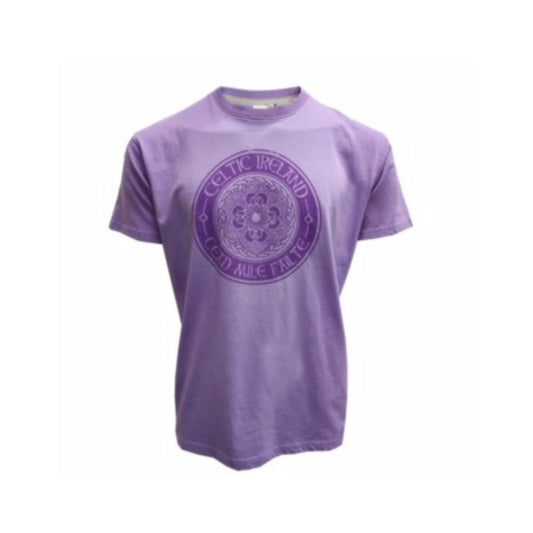 Lilac Celtic Ireland Seal T-Shirt  Stylish and distinctly Celtic this ladies t-shirt is perfect for casual everyday wear. The lilac tee is adorned with Celtic designs.