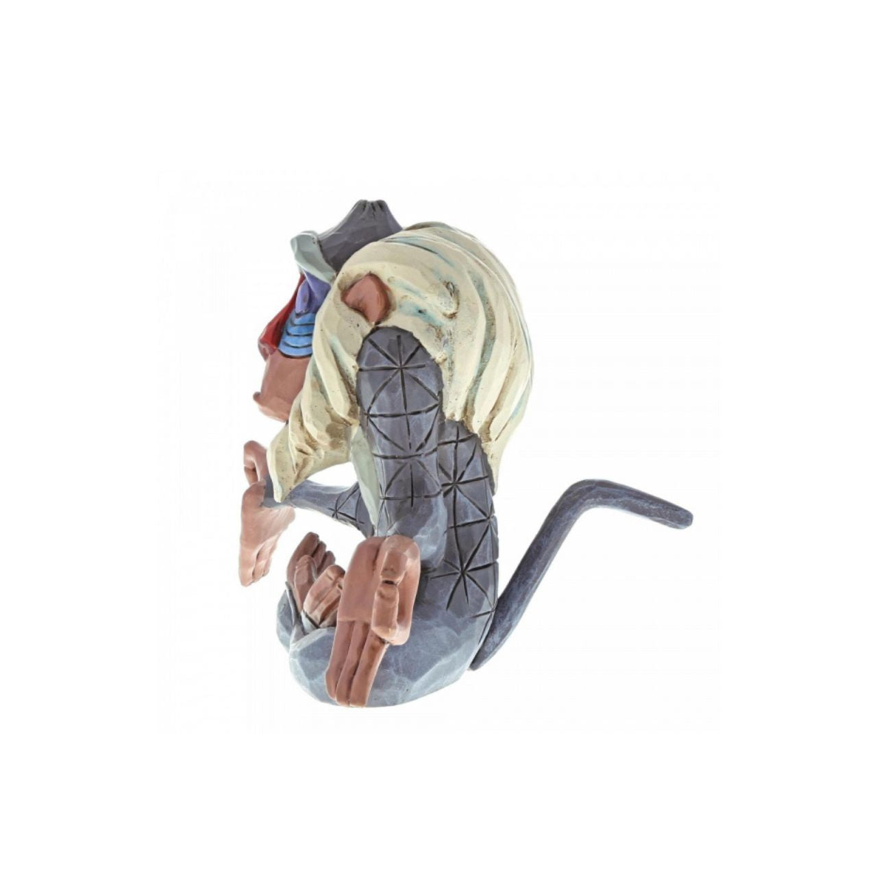 Rafiki, resident shaman of Disney's "The Lion King," sits in a meditative position in this colourful keepsake by Jim Shore. Handcrafted in intricate detail, the mini figurine captures the sage wisdom of the beloved Royal Mjuzi.
