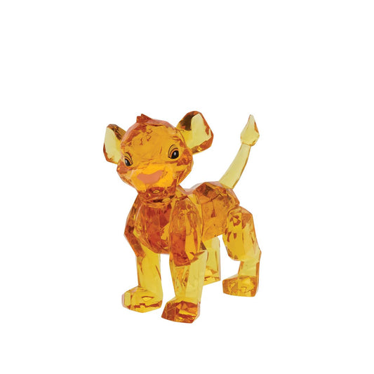 The little cub makes his royal debut in the Licensed Facet Collection. This "gem cut" acrylic sculpture reflects the future King's pride in a sparkling yellow tone. This Simba figurine is perfect for any Lion King fan. Presented in a branded window gift box.