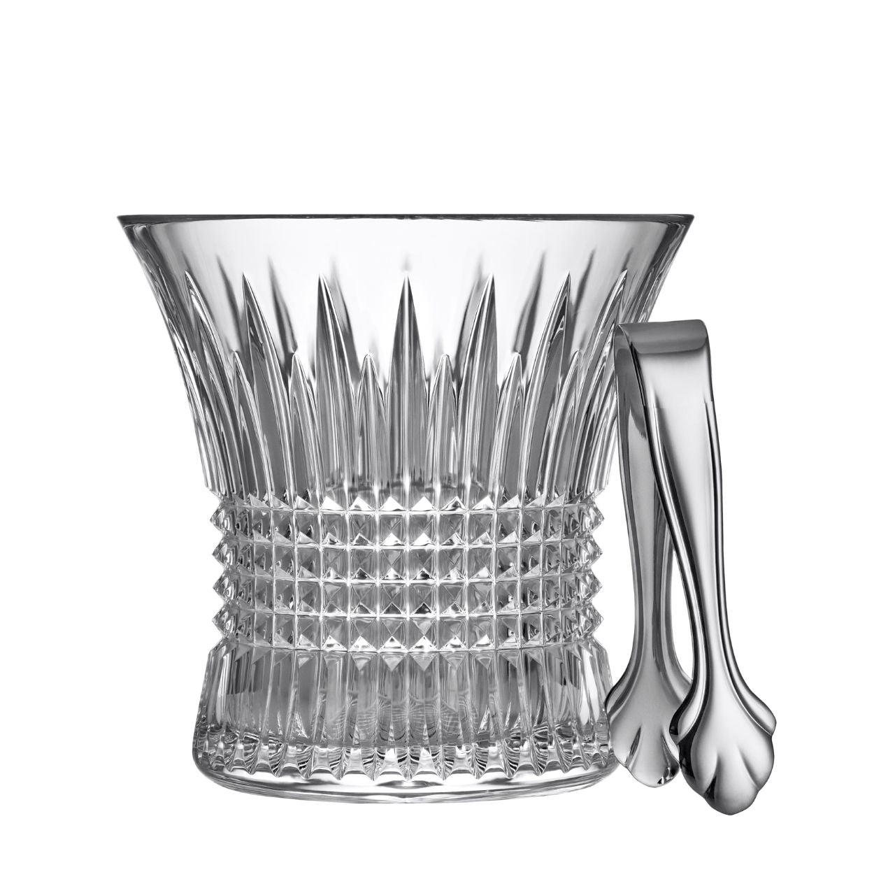 Waterford Crystal Lismore Diamond Ice Bucket With Tongs  The Lismore Diamond pattern is a strikingly modern reinvention of the Waterford classic, characterized by intricate diamond cuts rendered in radiant fine crystal.