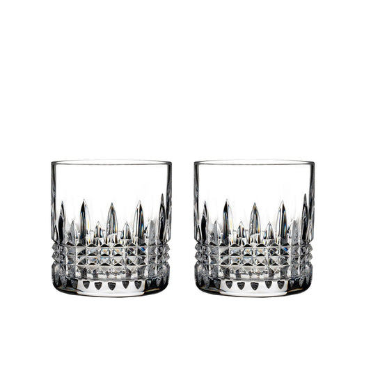 Lismore Diamond Tumbler Set of 2 by Waterford Crystal  Experience the full flavour of your favourite whiskey as its distillers intended with this set of four Lismore Diamond Straight Tumblers. Each tumbler is hand-crafted from the finest crystal, with a sleek, straight profile that’s wide enough for your favourite liquor breathe and, if served on the rocks, allows ice to evenly chill your tipple.