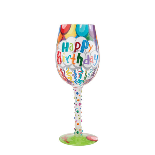 Birthdays only come once a year, make sure to milk them for all they're worth when they do. Serve every birthday beverage in this festive glass, covered in streamers, balloons, and a rainbow of gems. Let there be no doubt who's day it is.
