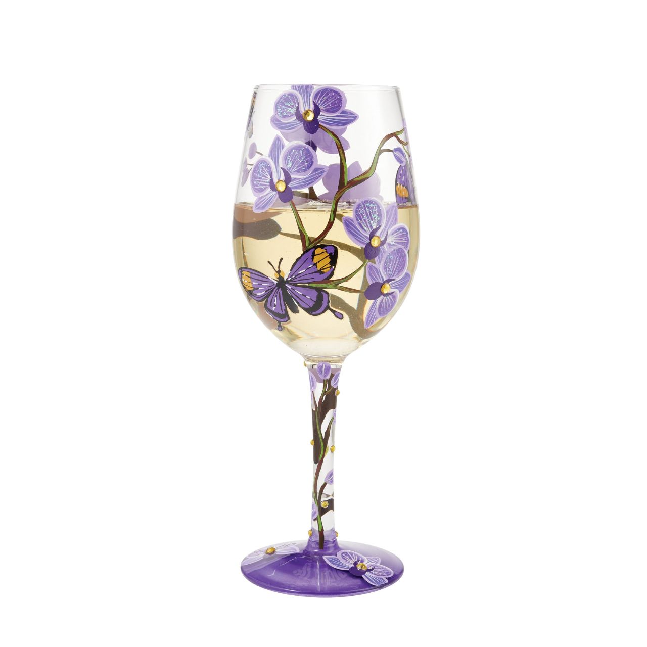 Buy Lolita Butterfly Jubilee Wine Glass from the Official Site, Limited Availability. Hand-painted and supplied in a gift box. This glass is full of beautiful, good thoughts and wishes designed for the life loving person... or simply a butterfly lover, ready to be filled with wine.