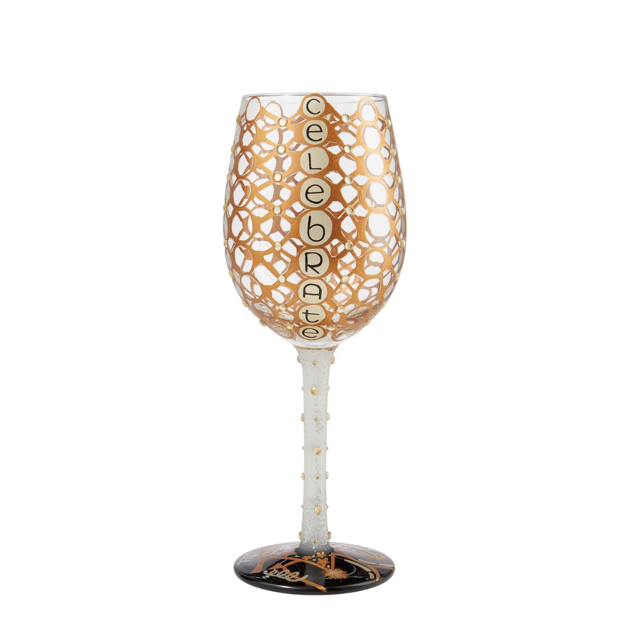 Celebrate Wine Glass by Lolita  Celebrate in style with this super glittery wine glass. Whatever the celebratory occasion, you'll be reaching for this glass, time and time again. Hand wash only. Securely packaged in a beautiful, decorative gift box.