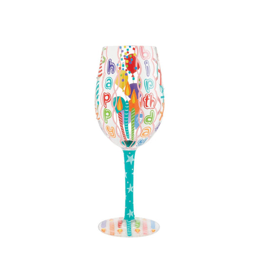 The Happy Birthday Blast wine glass by Lolita is bright, bold and unapologetically joyful. With a striking, hand-painted design featuring candles, balloons and shimmering stars, this glass is the perfect party starter, whether you're turning 18 or 80.