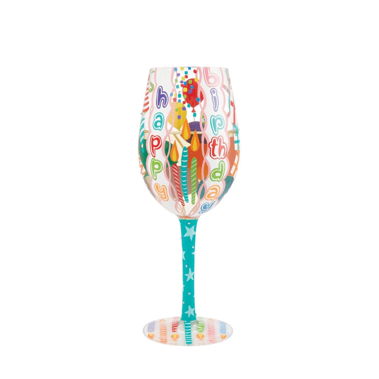 The Happy Birthday Blast wine glass by Lolita is bright, bold and unapologetically joyful. With a striking, hand-painted design featuring candles, balloons and shimmering stars, this glass is the perfect party starter, whether you're turning 18 or 80.