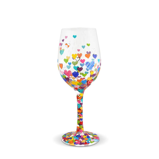A wine glass for someone who is one in a million with a heart of gold. The glass that matches a beautifully bright personality. Designed by the US artist Lolita, each glass is mouth-blown and hand-painted using food grade non-toxic paint to create their stunning designs.