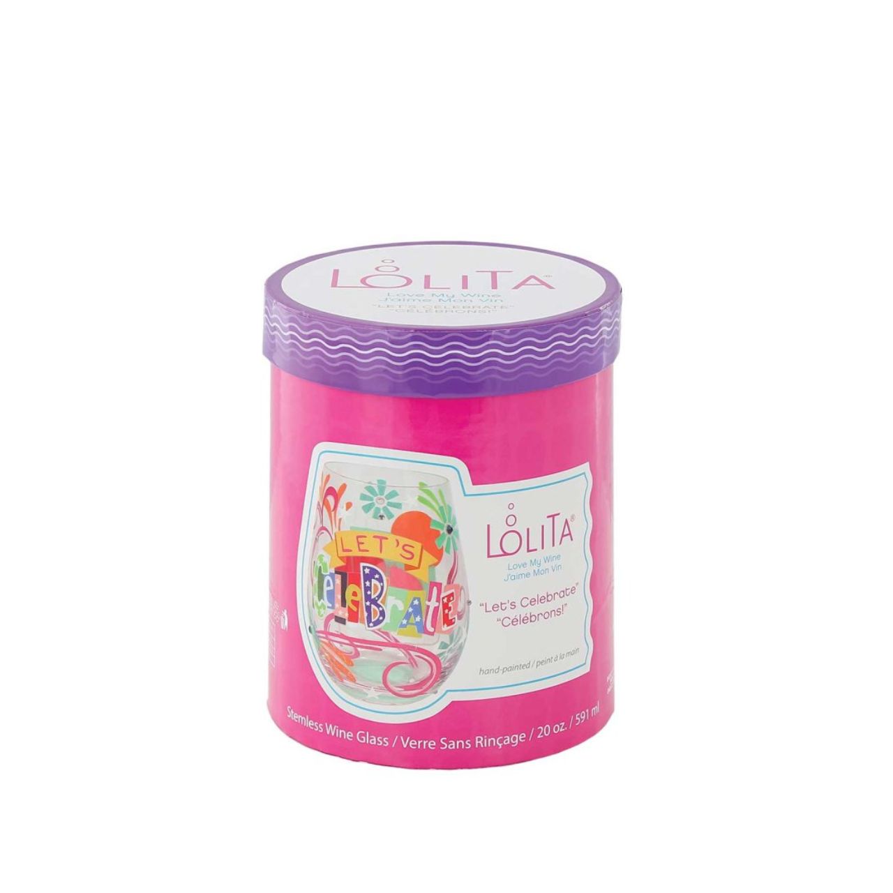 This colourful Let's Celebrate stemless wine glass by Lolita brings the party to your table, whatever you're celebrating. With hand-painted fireworks, stars, swirls, and Lolita's iconic sparkles, this vibrant glass is the perfect way to get the party started.