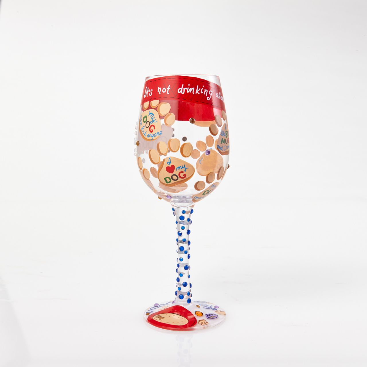 It doesn't count as drinking alone if the dog is home. Dog lovers will enjoy pouring a glass of their favourite wine to drink in the company of their favourite furry friend in this 15 oz. ode to puppy love. Designed by the US artist Lolita, each glass is mouth-blown and hand-painted using food grade non-toxic paint to create their stunning designs.