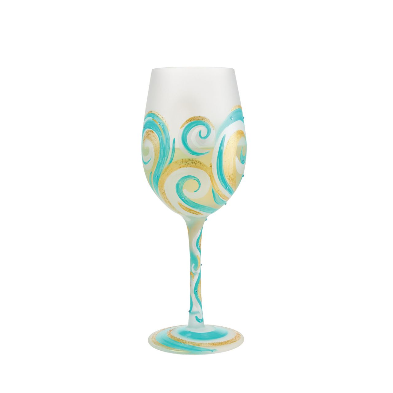 Being by the sea or away on holiday can be some people's special place. Why not get them a glass to always remind them? Swirls of blue, gold and white surround the glass to create a beautiful imaginative pattern.