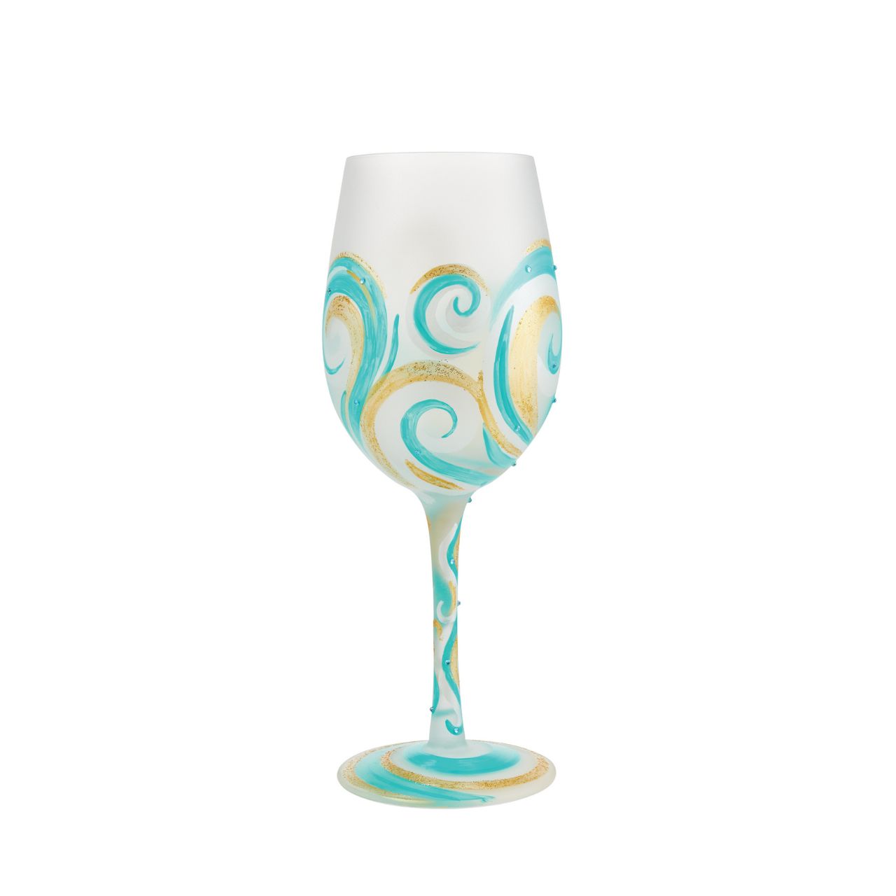 Being by the sea or away on holiday can be some people's special place. Why not get them a glass to always remind them? Swirls of blue, gold and white surround the glass to create a beautiful imaginative pattern.