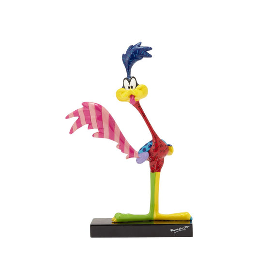 Meep meep. The elusive Road Runner sports a vibrant long tail and crest in this striking Britto transformation of everyone's favourite fast-running ground cuckoo. Road Runner takes a short break from the villainous Wile E. Coyote to stop and taunt him by sticking out his tongue before speeding off again.