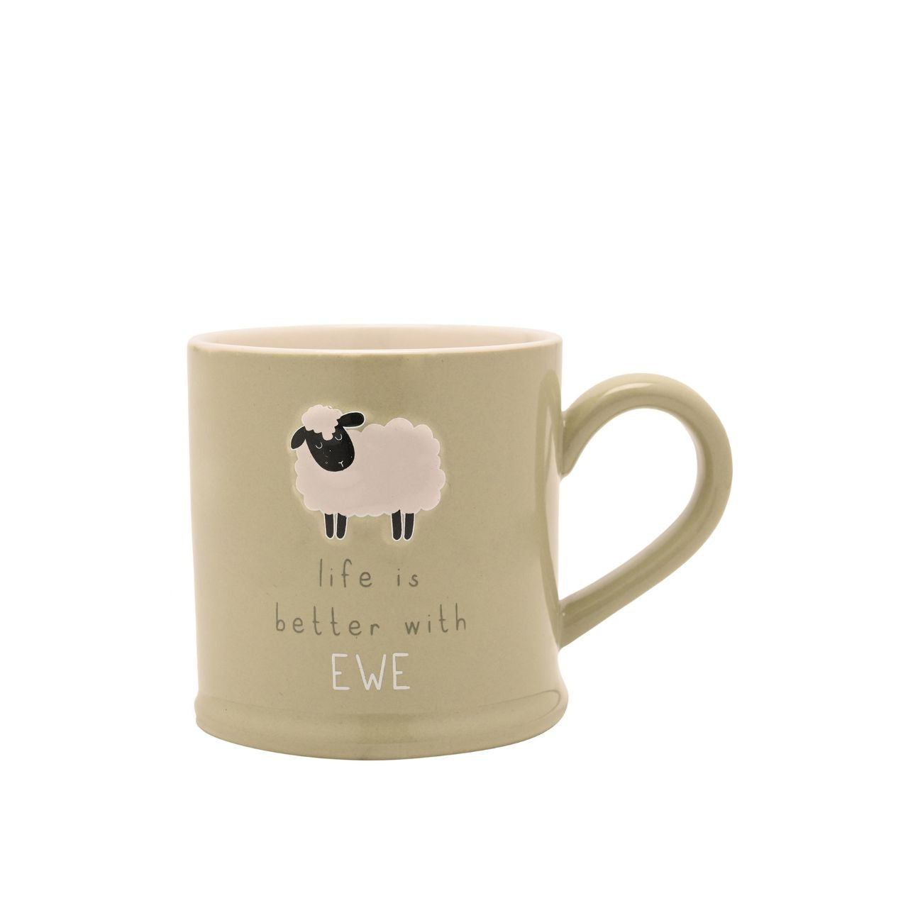 The Love Life Embossed Mug - It’s Better With Ewe combines playful wording with a cosy, everyday design.
