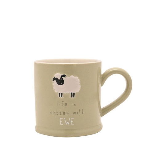 The Love Life Embossed Mug - It’s Better With Ewe combines playful wording with a cosy, everyday design.