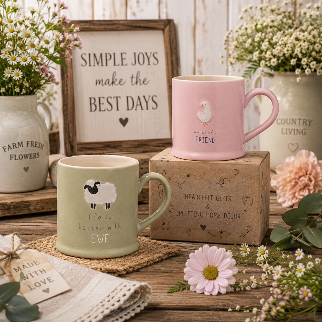 The Love Life Embossed Mug - It’s Better With Ewe combines playful wording with a cosy, everyday design.