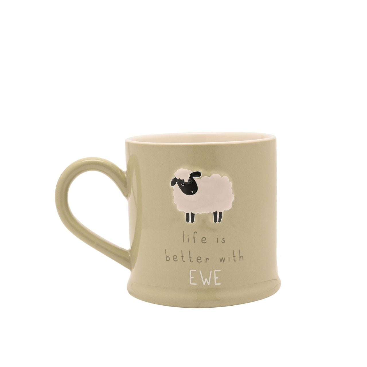 The Love Life Embossed Mug - It’s Better With Ewe combines playful wording with a cosy, everyday design.