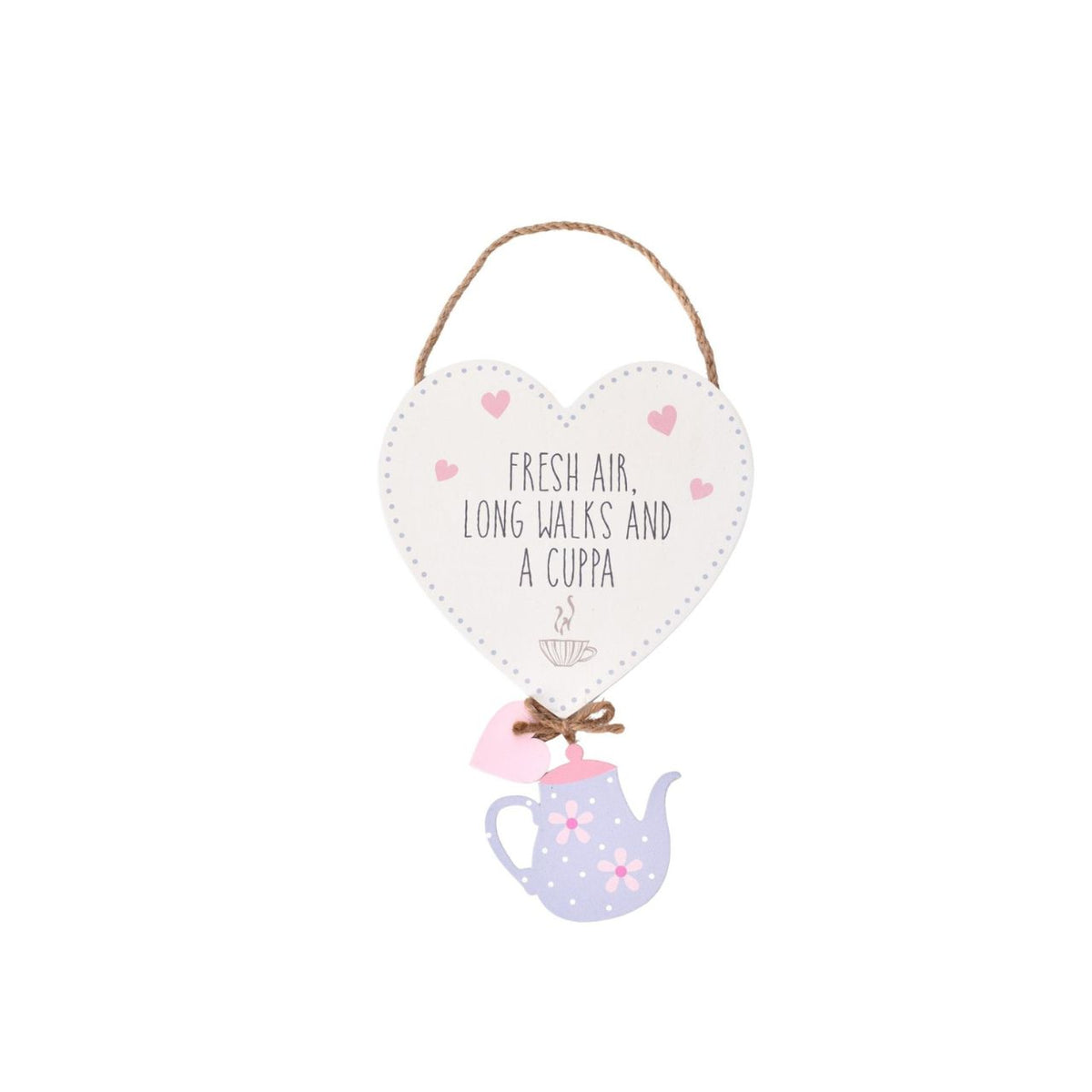 Bring some cheerful charm to your home with this cute heart shaped sentiment plaque.