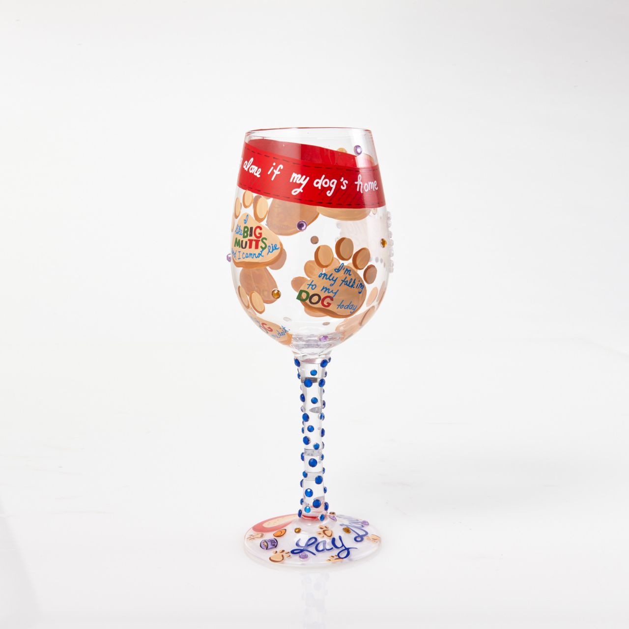 It doesn't count as drinking alone if the dog is home. Dog lovers will enjoy pouring a glass of their favourite wine to drink in the company of their favourite furry friend in this 15 oz. ode to puppy love. Designed by the US artist Lolita, each glass is mouth-blown and hand-painted using food grade non-toxic paint to create their stunning designs.