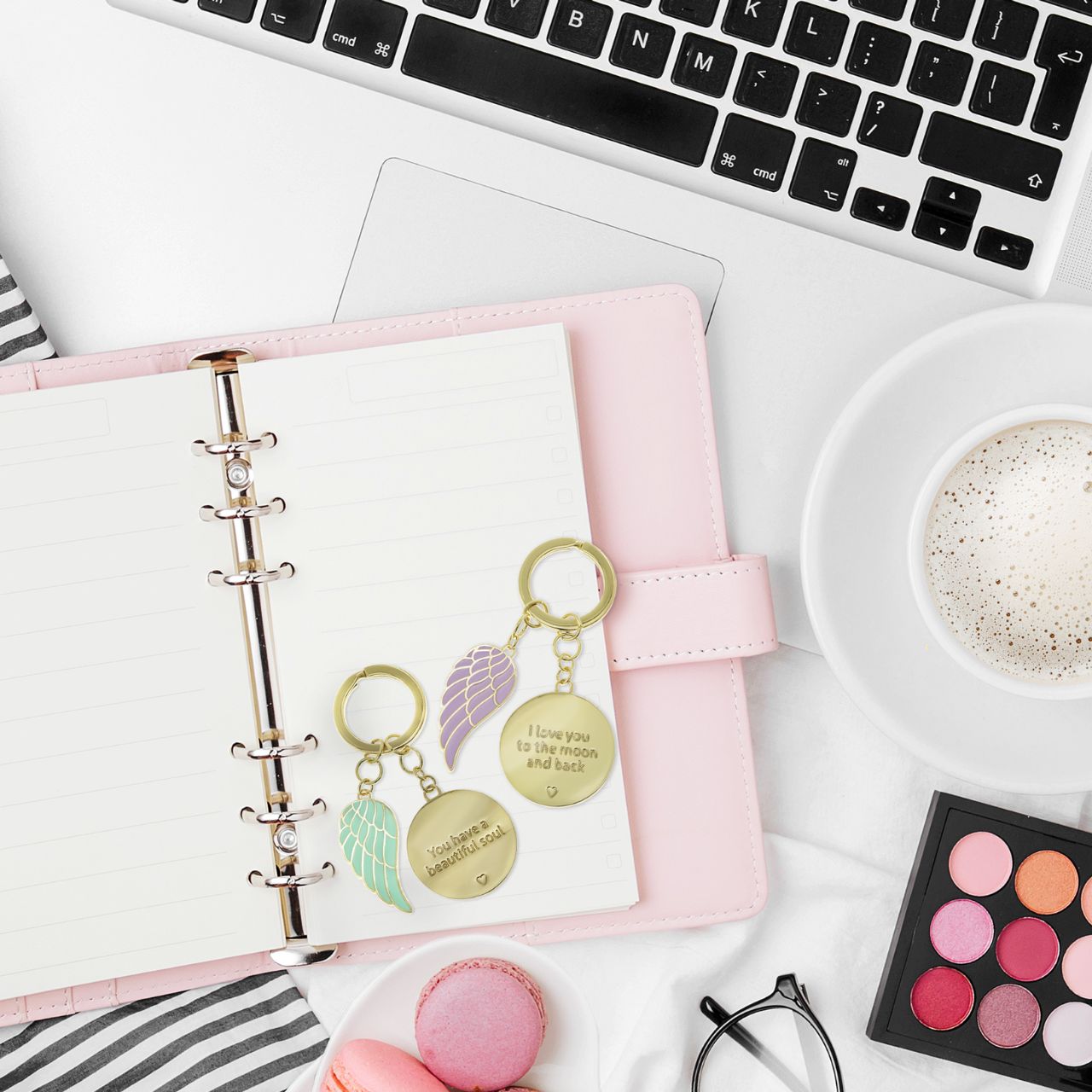 Introducing 'Love you to the moon and back' Keychain. A heartful token nestled in a gold embossed gift box. Symbolising boundless affection, perfect for expressing infinite love and cherished connections.