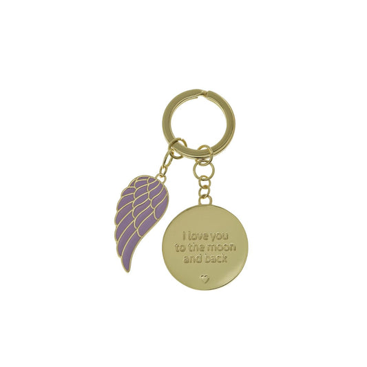 Introducing 'Love you to the moon and back' Keychain. A heartful token nestled in a gold embossed gift box. Symbolising boundless affection, perfect for expressing infinite love and cherished connections.