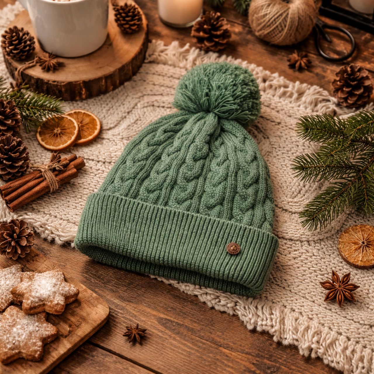 This Man of Aran Green Cable Bobbin Lined Beanie is crafted for warmth and style. Made with a unique cable bobbin design and lined for added comfort, this beanie is perfect for those cold winter days. Expertly crafted to provide both style and practicality, this beanie is a must-have accessory for any winter wardrobe.