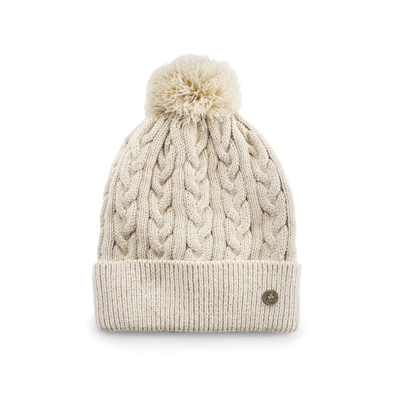 Crafted with traditional Aran cable knitting, the Man of Aran Oatmeal Cable Bobbin Beanie offers both warmth and timeless style. Its oatmeal hue complements any outfit, while the bobbin stitch detail adds texture and durability.