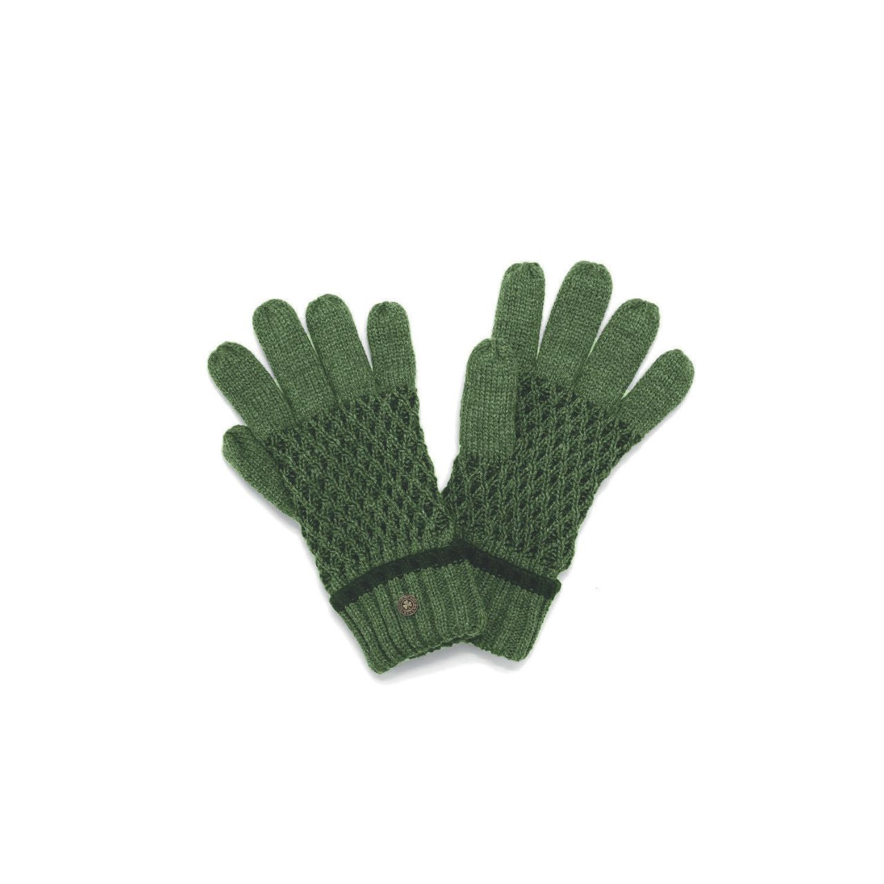 Man Of Aran Trinity Stitch Gloves Olive Green Large