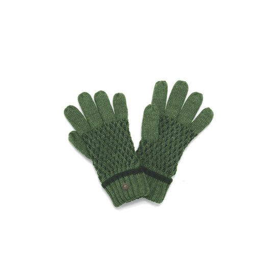 Man Of Aran Trinity Stitch Gloves Olive Green Large