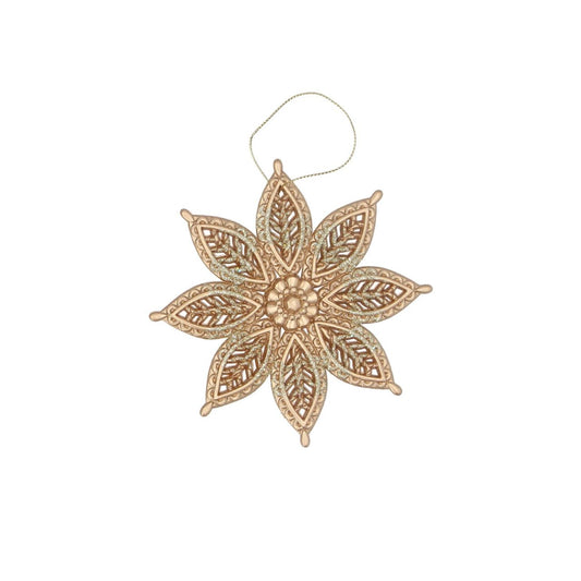 Gisela Graham Matt Gold Filigree Flower Christmas Hanging Ornament  This Matt Gold Filigree Flower Christmas Hanging Ornament from designer Gisela Graham is crafted from metal and designed with intricate and opulent detail. Sleek yet festive, it's sure to make a stunning festive statement.