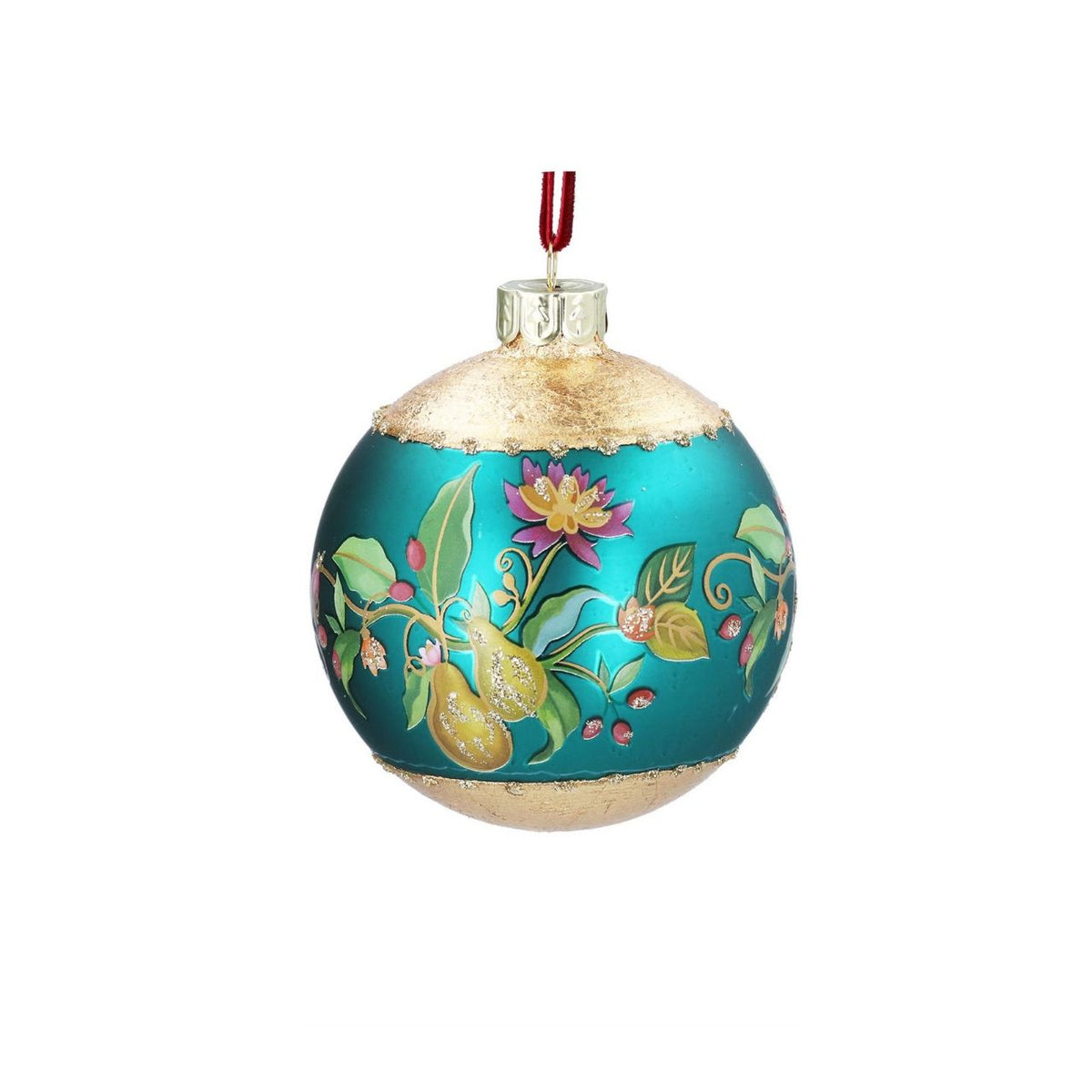 Bring festive elegance to your tree with this Gisela Graham Matt Teal Blue Floribunda Glass Bauble. The sophisticated matte teal finish and delicate floribunda detailing add a refined touch to any holiday display.