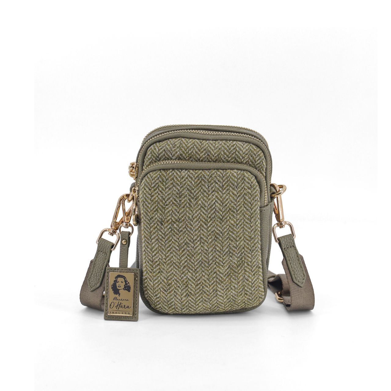 Maureen O'Hara Cross Body Green Herringbone by Tipperary