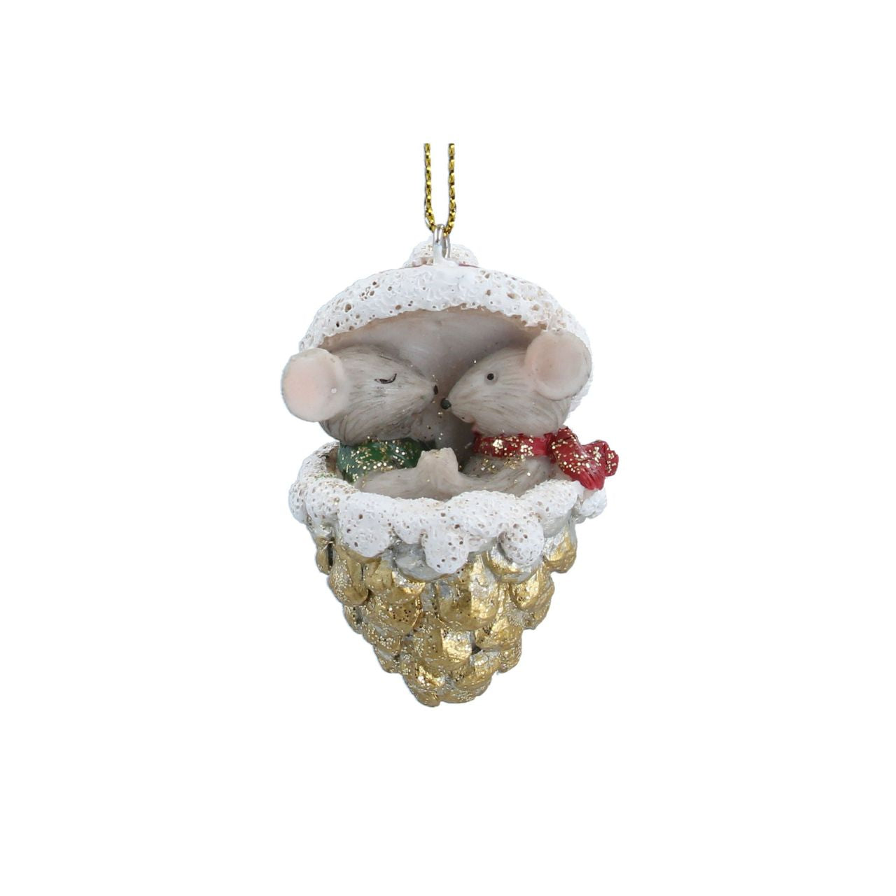 Add a touch of whimsy to your holiday décor with the Gisela Graham Mice in Gold Cone Christmas Hanging Ornament. Crafted with sparkling gold details, these charming mice will delight all who see them. Perfect for adding a unique and festive touch to your Christmas tree.