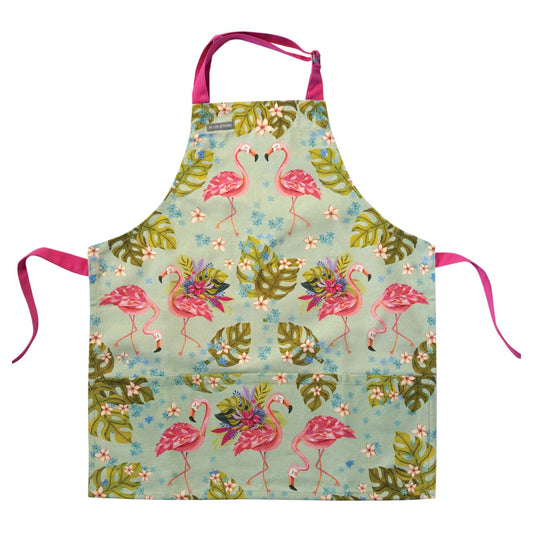 Michelle Allen Kids Flamingo Apron  The kids in your life are going to love having an apron that was made just for them. This Blue Flamingo apron is made of durable cotton canvas, and is perfect for crafting, gardening, helping out in the kitchen, or just looking like the coolest kid in the house.
