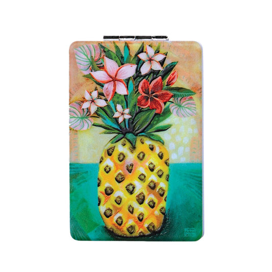 Michelle Allen Pineapple Compact Mirror  This lightweight and durable Pineapple compact mirror makes a splendid gift for a friend or yourself. They are the perfect size to fit in any purse, make-up bag, carry on, or backpack. And best of all, they are super practical for every day use.