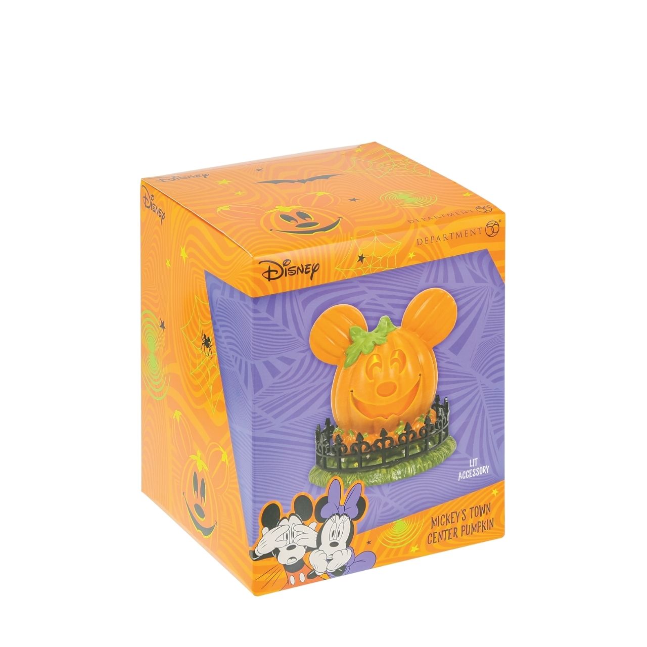 This large lit pumpkin is the perfect center to your Disney Village display. The jack-o-lantern's smiling face welcomes all to the fall festivities.