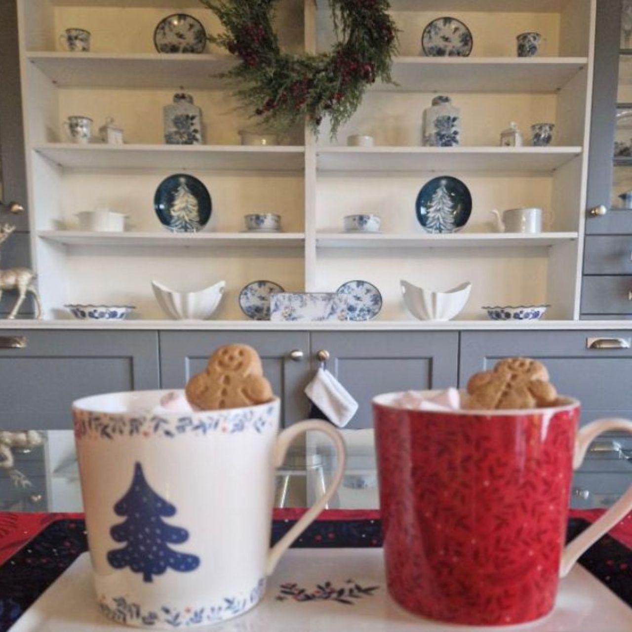 Midnight Blue & Red Berry Christmas Mugs Set of 6 by Mindy Brownes  Introducing our set of 6 Christmas Cup. These beautifully crafted and designed Christmas cups are an ideal choice for tea, coffee or a hot chocolate curled up beside the fire on a cold winters evening.