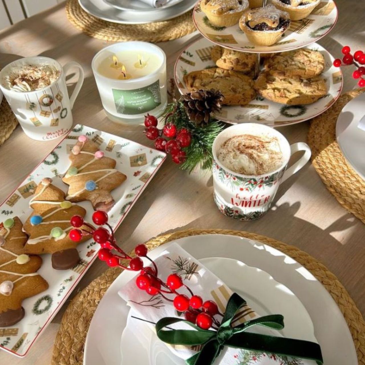 Christmas Spirit Platter - Single by Mindy Brownes  Introducing our enchanting Christmas spirit collection. Designed to add a touch of festive elegance to your festive gatherings. This beautiful collection is adorned with exquisite Christmas motifs such as wrapped Christmas gifts, wreaths, and winter florals.