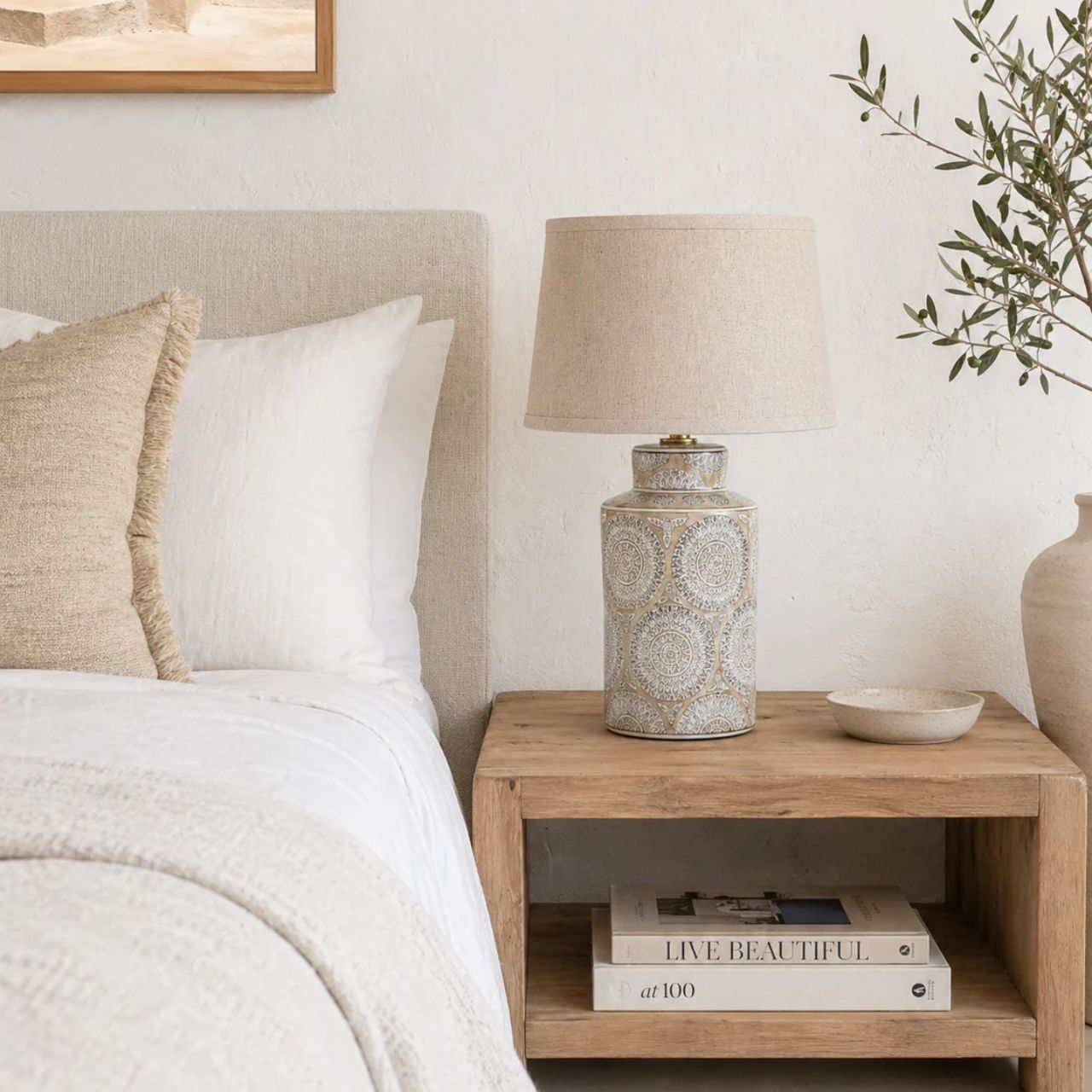 Introducing the Farhan Lamp, a sophisticated addition to any space. The unique design features a beige shade, providing a warm and inviting ambiance. Crafted with expert precision, this lamp adds a touch of elegance to your home décor.