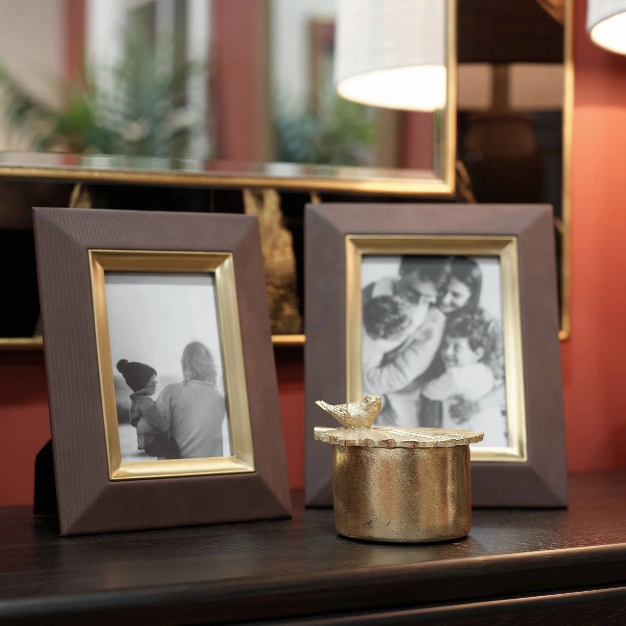 The Sutera Picture Frame in Brown 5x7 boasts a classic and elegant design with gold accents. The perfect way to preserve and showcase your memories, this photo frame adds a touch of sophistication to any room. Timeless and versatile, it complements a variety of décor styles.