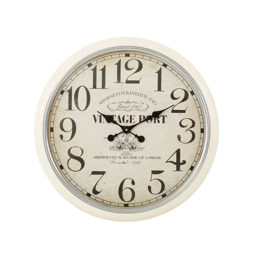 Classic in design and feel, a shabby chic feel to this pretty kitchen clock. Cream in colour on edging.