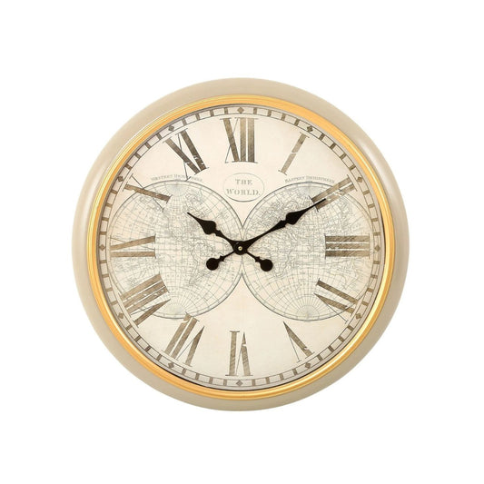 A clock for those who love to travel, beautiful map details on this clock finished, an ornate style finished with roman numerals.