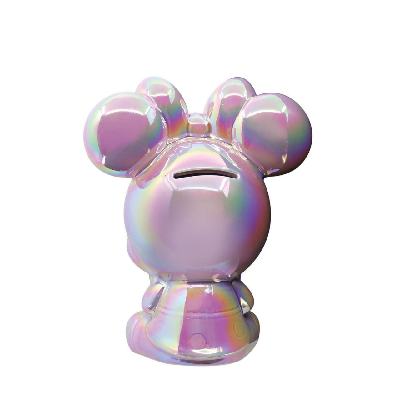 Make saving fun with the Minnie Ceramic Money Bank by Disney Showcase. It is the perfect, practical décor piece for Disney fans of all ages. At 18cm tall with a dazzling pink, iridescent finish this piece is guaranteed to catch the attention of all that see it and will add the Disney magic to any home.
