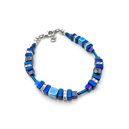 Blue Ceramic and Gemstone Bracelet by Mishe Jewellery