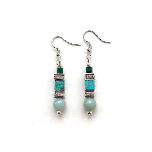 Turquoise & Aqua Gemstone Earrings by Mishe Jewellery
