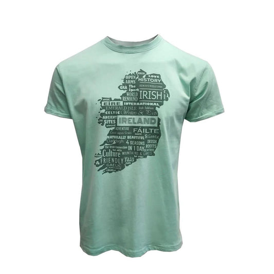 Mist Green Gaeilge Map of Ireland T-Shirt