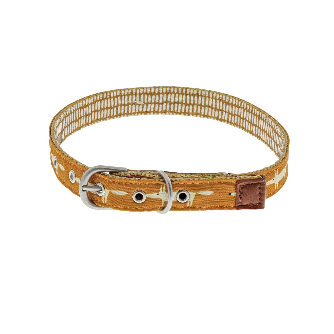 This medium dog collar is the perfect accessory for your pet| It's made of durable yet soft material that won't irritate your pet's skin, and its adjustable structure ensures a comfortable fit. The bright zesty Scion colours and Mr Fox patterns are sure to make your pup stand out in a crowd.